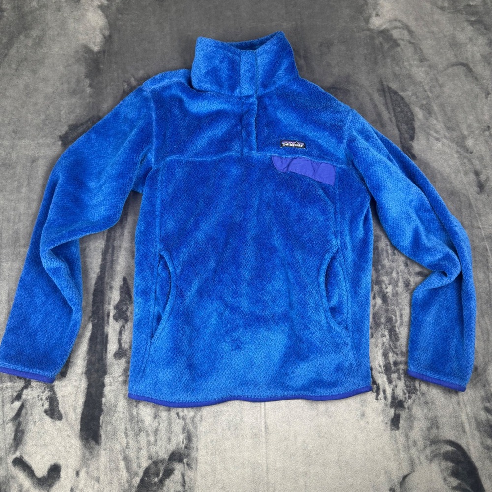 Patagonia Re-Tool Snap-T Pullover Womens L Blue Polartec Fleece Mock Neck
